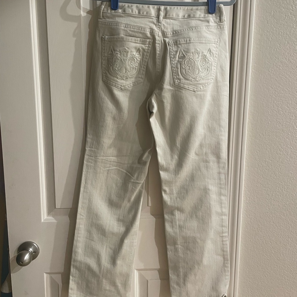 Talbots Cream Straight Leg Jeans Elegant Design